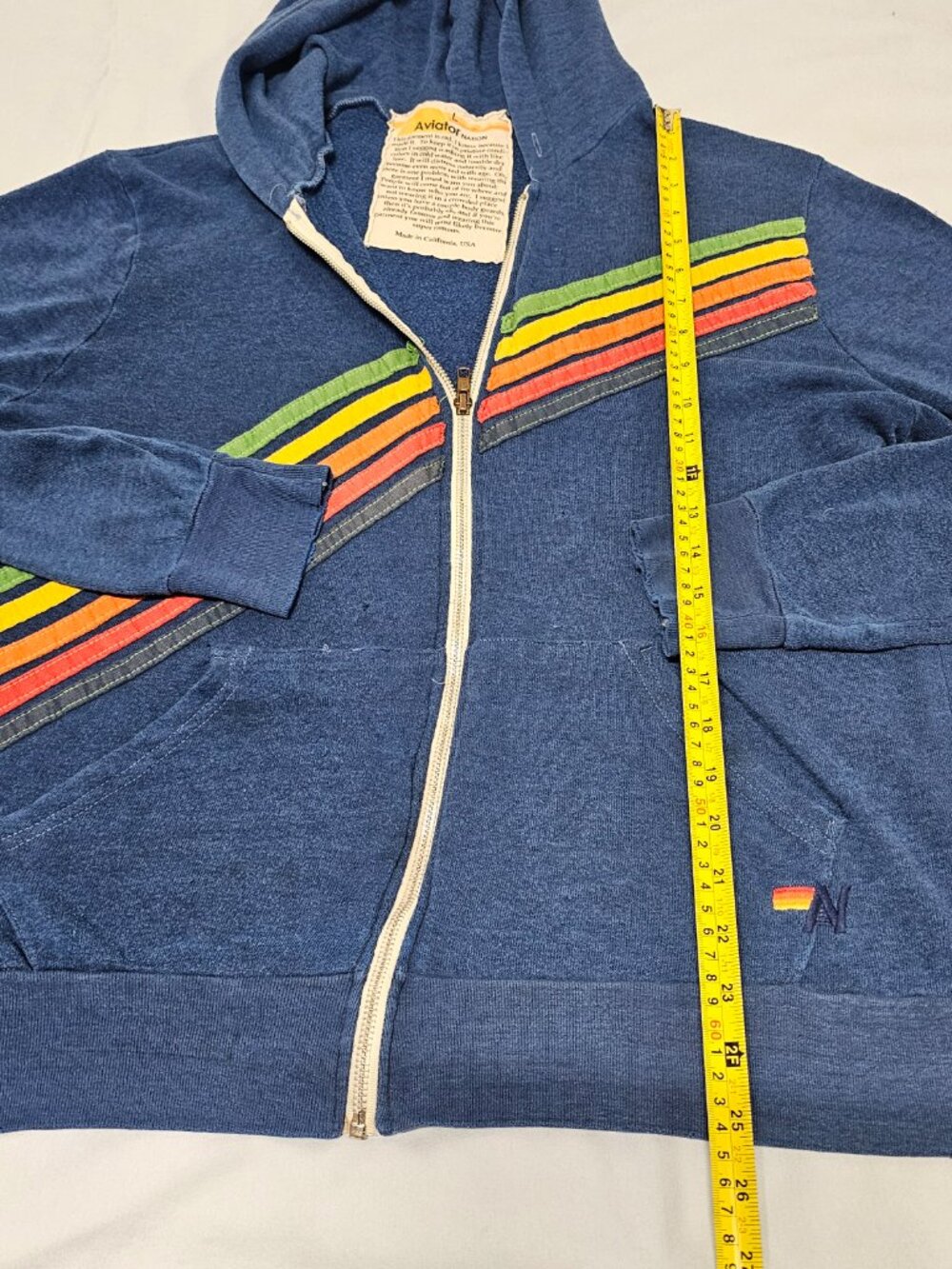 Aviator Nation Disco Zip Hoodie Ocean Size L - Picture 6 of 14